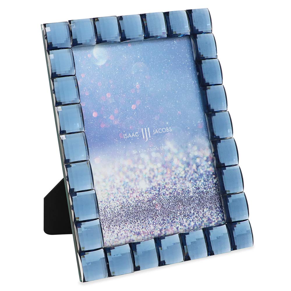 Isaac Jacobs Decorative Sparkling Navy Jewel Picture Frame, Photo Display & Home Décor (5x7, Navy)