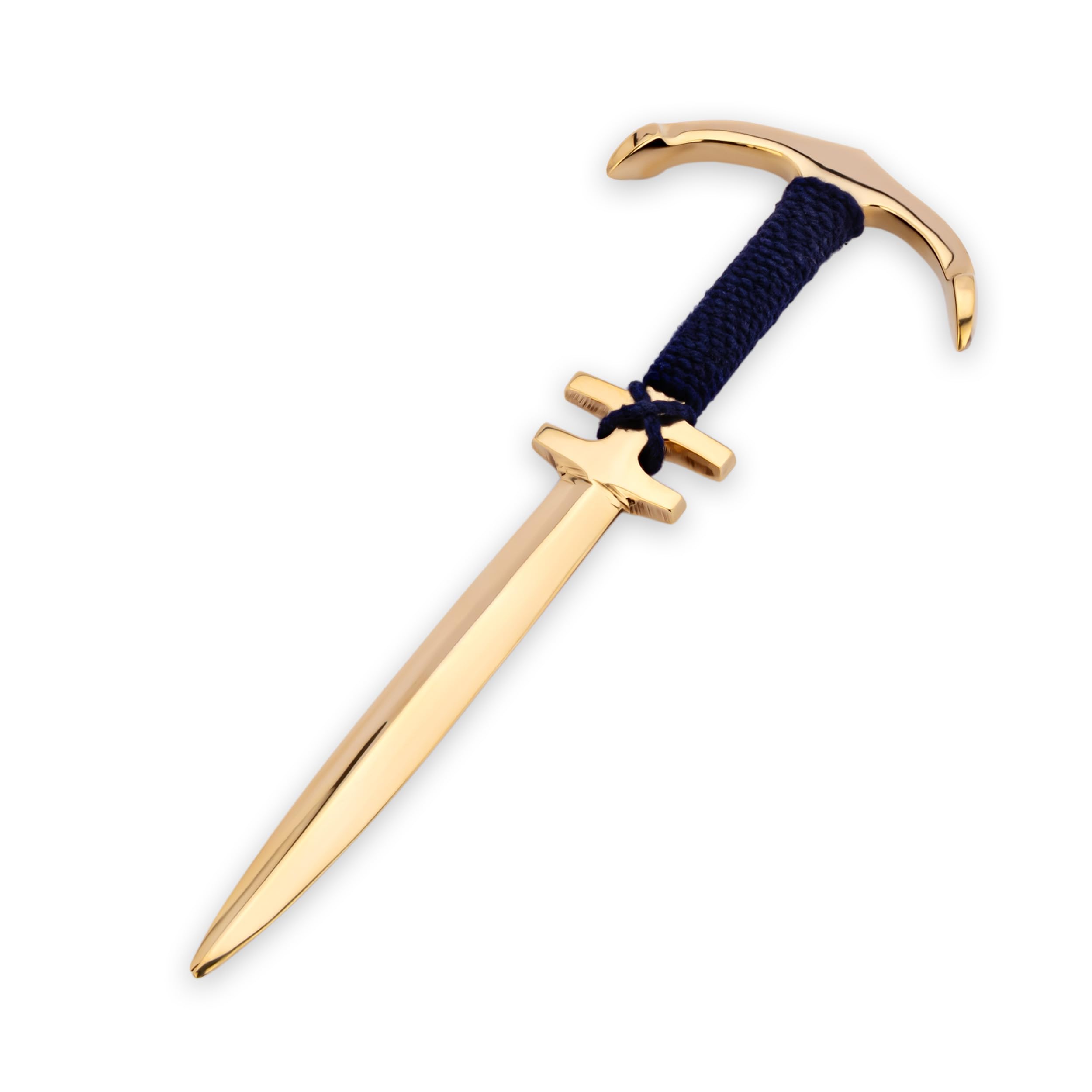 NKlaus 21 cm Letter Opener Anchor Brass Gold with Blue Rope Bottle Opener Maritime 14619