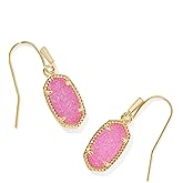 Kendra Scott Lee Earrings in 14k Gold-Plated Brass, Hot Pink Drusy, Fashion Jewelry for Women