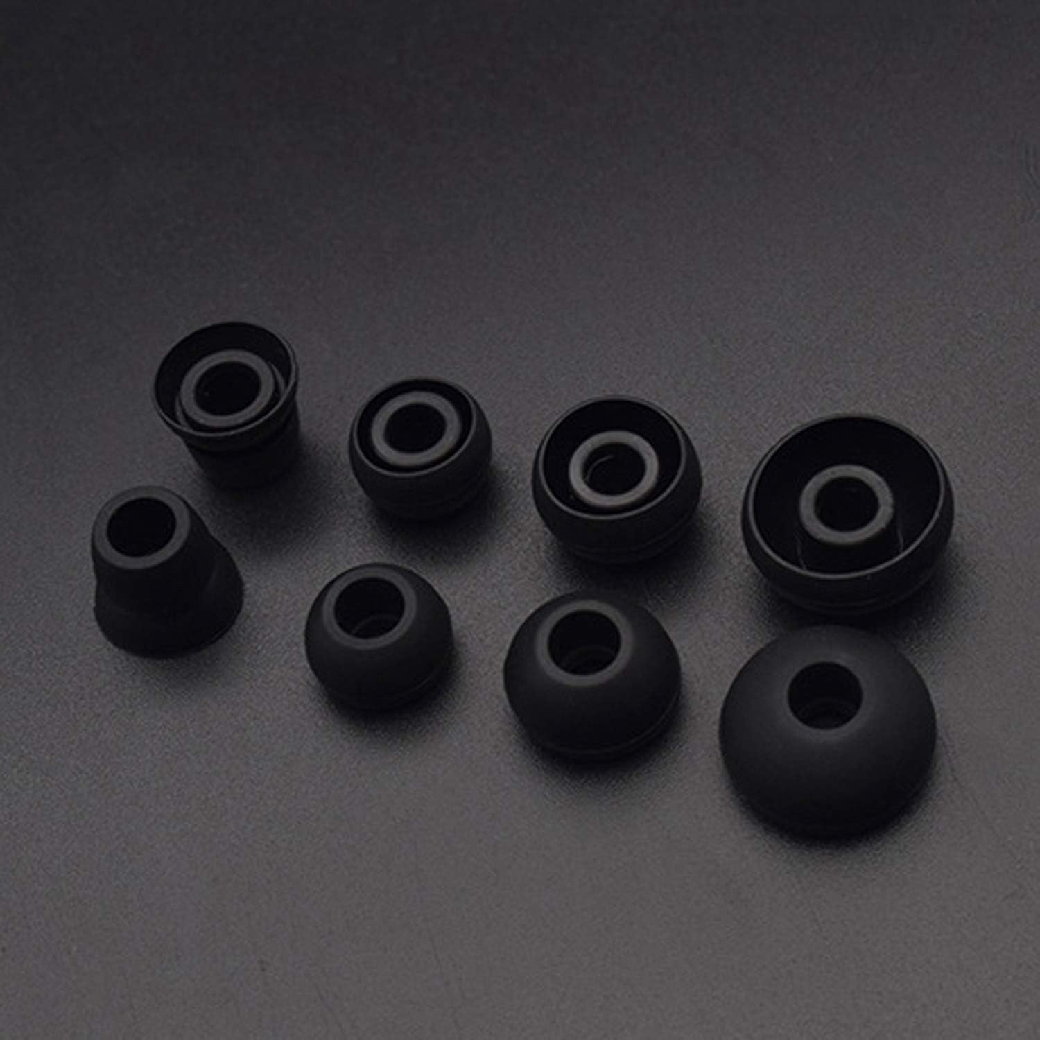 Replacement Silicone Earbuds Ear Buds Tips for Powerbeats 2 3 Wireless Beats by dre Headphones Earphones (4 Pairs - Black)