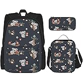 Dujiea Cute Koala Kids Backpack Set 3 Piece Student Back To School Book Bag with Shouder Bag Pencil Case for Boys Girls 1-6th Grade