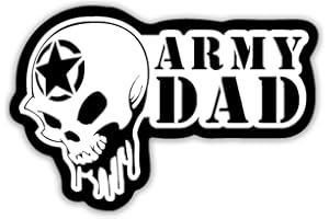 KCD Army Dad Skull Vinyl Decal | 5.5" x 3.5" White on Black | for Cars, Trucks, Laptops, Walls & More