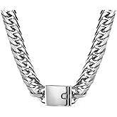 Jxlepe Miami Cuban Link Chain 16mm Big Silver White Stainless Steel Curb Necklace for Men