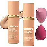 2 Pack Bio Foundation 4 in 1 Light Spectrum, Anti-Wrinkle Color Changing Full Coverage Concealer Foundation, SPF50+ Long-Wearing & Waterproof for Sport, Dancing, Outside-30ML