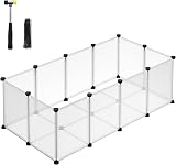 SONGMICS Pet Playpen with Floor Small Animal Enclosure 125x63x42 cm White