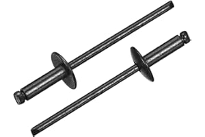 uxcell 50Pcs 1/8"x3/8" Large Flange Blind Rivets, Zinc-Plated Carbon Steel Grip and Mandrel Cap Blind Rivets, Black