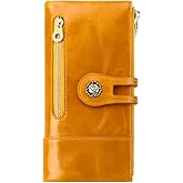 shuainiu Women's RFID Blocking Wallet Soft Leather Clutch Money Ladies Purse Slim Card Holder Organizer Zip Pocket (3013-Yellow)