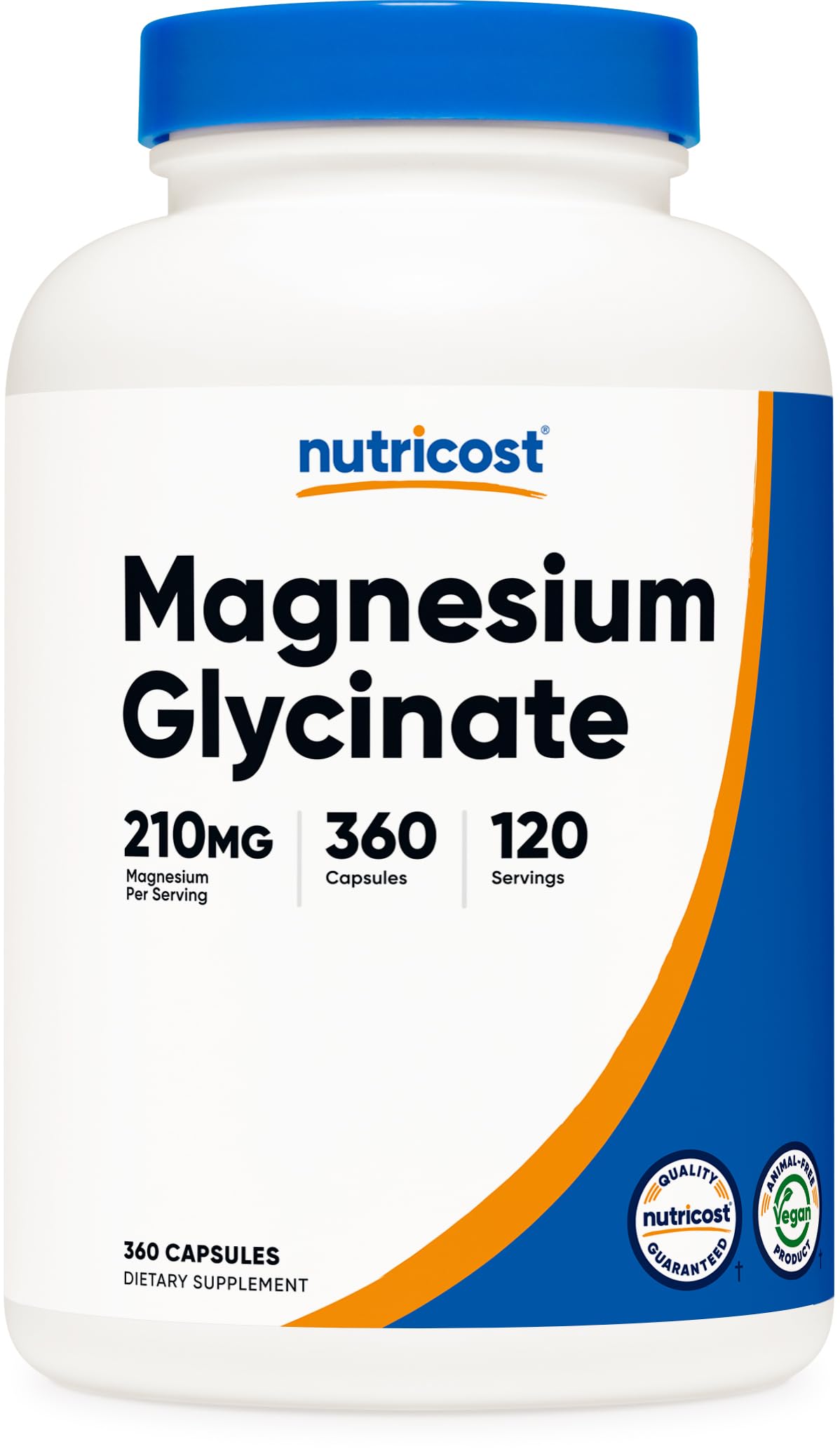 Nutricost Magnesium Glycinate Capsules (360 Capsules, 210 mg Per Serving) - Magnesium Glycinate Supplement for Gentle Absorption Image