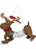 Slinky Moose and Santa Hat 6 x 7 inch Fabric and Metal Christmas Ornament Decoration