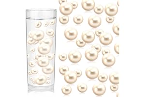 ZEBMOON 200PCS Milk White Faux Pearls Beads for Centerpiece Vases, Vase Filler Faux Pearls, No Holes Filler Beads for Party Anniversary Birthday Wedding Table Decor, 10/14/20/30mm