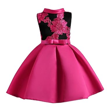 JERFER Blume Mädchen Prinzessin Brautjungfer Festzug Tutu Tüll-Kleid Party Hochzeit Kleid 3-8T/Jahre