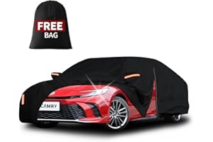 FIVEFOX 7 Layers Car Cover Custom Fit for Toyota Camry Sedan/Solara (1996-2024 2025), Heavy Duty Waterproof All Weather Full Exterior Cover, Outdoor Full Cover Rain Sun UV Protection with Zipper Cotton