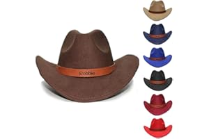 Snirov Personalized Kids Cowboy Hat, Custom Name Toddler Cowboy Hat with Leather Hatband, Classic Roll Up Fedora Hat