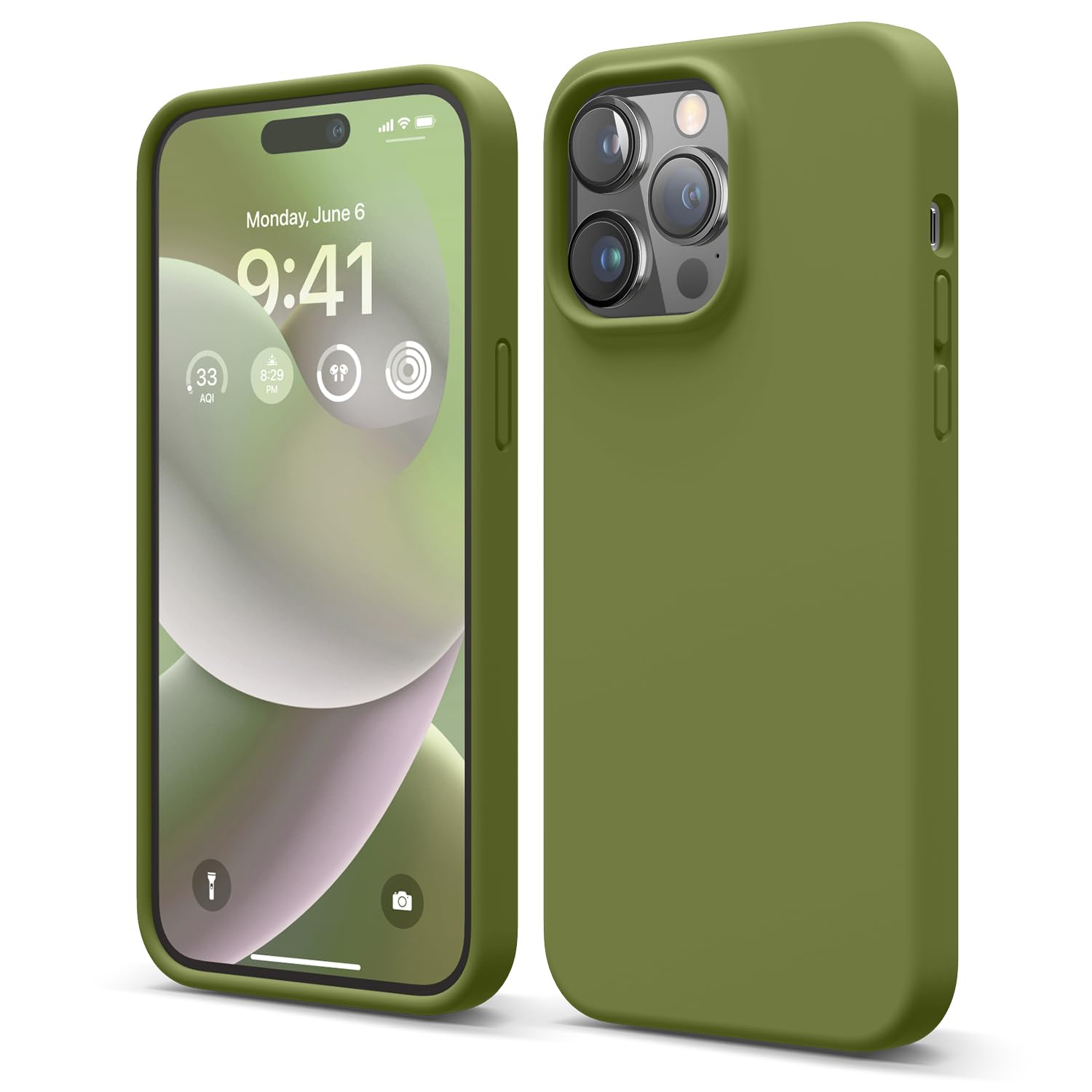 elago Compatible with iPhone 14 Pro Max Case, Liquid Silicone Case, Full Body Protective Cover, Shockproof, Slim Phone, Anti-Scratch Soft Microfiber Lining, 6.7 inch (Cedar Green)
