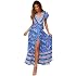 Robe Longue Femme VOGMATE - Col V Fleurie Manches Courtes - Coton Viscose - Style Bohème Plage