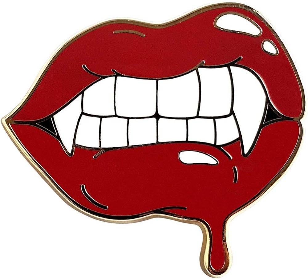 Pinsanity Red Vampire Lips and Fangs Enamel Lapel Pin