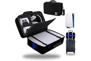 JAMINI Hard Shell Carrying Case for PS5, PS5 Pro, Travel Case for PS5, PS5 Pro Console Controller, Shockproof Protective Storage Bag for Playstation 5 Disk Digital Edition, Headset, Base, Accessories(Black)
