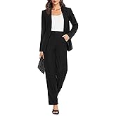 Casly Lamiit Womens 2 Piece Blazer Set Business Casual Outfits Trendy Dressy Matching Wide Leg Pant Suit Fall Winter Office Work Clothes Black L