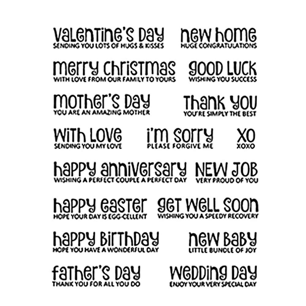 Greeting Words Transparent Stamps Sentiments Sayings Phrase Greetings Clear Stamps for DIY Embossing Scrapbook Album Paper Card Decor Craft