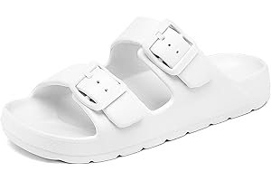 INMINPIN Boys Girls Double Buckle Slide Sandals Comfort Beach Pool Shower Slippers Adjustable Indoor Outdoor Little Kid/Big Kid