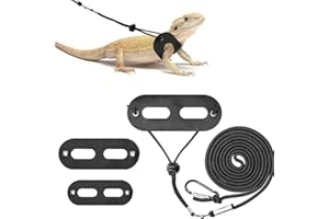 CYHAEN Bearded Dragon Leash and Harness Set,Lizard Leash Bearded Dragon，3 Size Pack Adjustable Small Animal Harness for Reptile and Small Pet(Old Black)