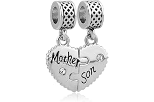 CharmSStory Heart Love Mom Mother Daughter Son Charm Dangle Beads Charms for Bracelets