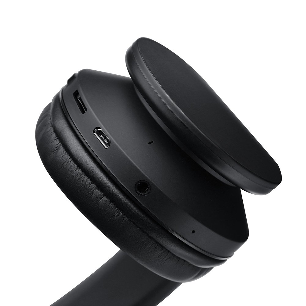 PowerLocus Wireless Bluetooth Over-Ear Stereo Foldable Headphones, Wired Headsets Noise Cancelling with Built-in Microphone for iPhone, Samsung, LG, iPad (Black)