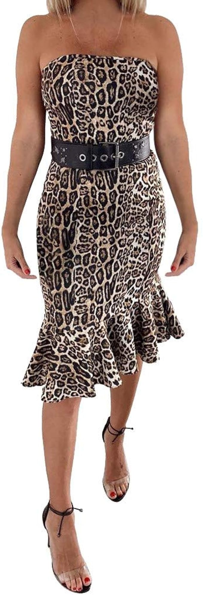 Lulupi Leoparden Kleid Damen, Bandeau Kleid kurz Minikleid Sexy