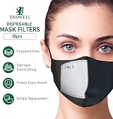 Taswell 50pcs PM2.5 Activated Carbon Filter Mask Filter Replacement Pads 5 Layer view 9
