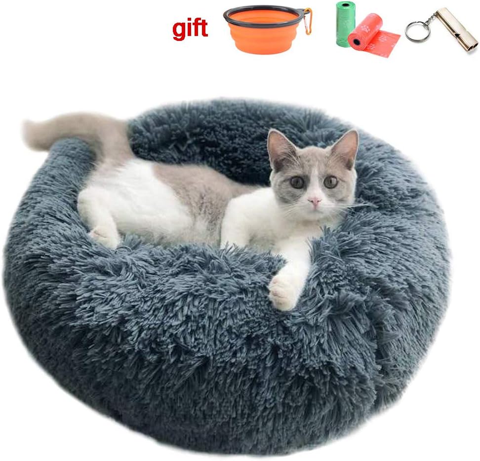Coussin Doux Rond Pour Chat Et Chien - Peluche Lavable, Fond Antidérapant, Tailles 30 à 90 Cm