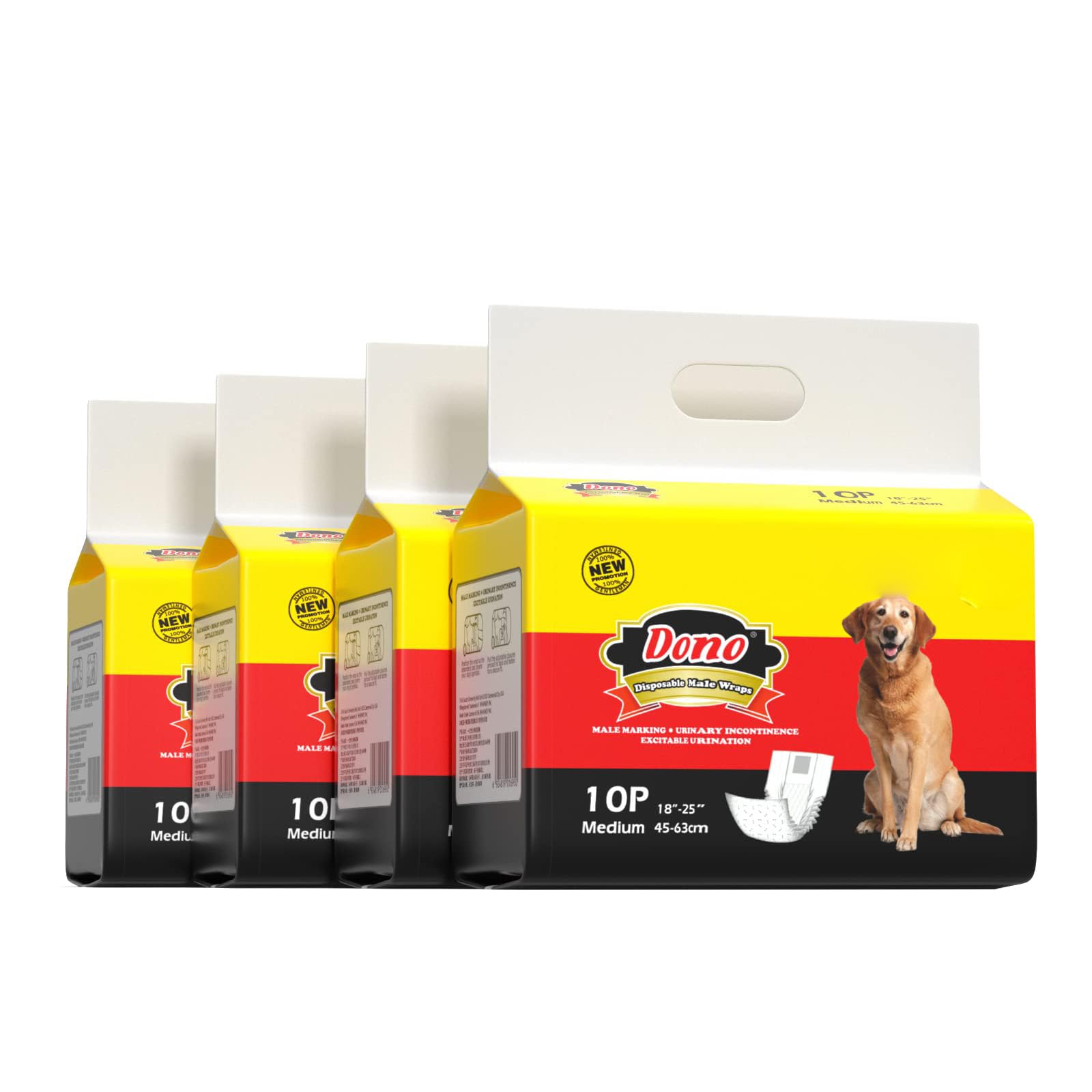 Photo 1 of Dono Disposable Dog Diapers Male Dog Wraps Super Absorbent Soft Diapers for Male Dogs,with Wetness Indicator,40pcs,M (18"-25")
