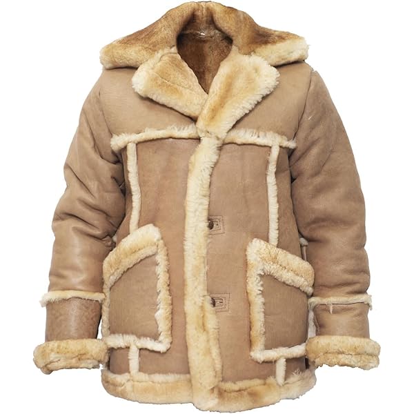 Mens Brown German Classic Real Sheepskin Shearling Leather Cromby