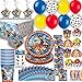 HeroFiber Paw Patroll Party for 8 - Plates, Cups, Napkins, Birthday Hats, Balloons, Masks, Loot Bags, Hanging Decorations, Tattoos, Table Cover, Party Blowouts
