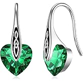 Birthstone Earrings Sterling Silver Celtic Dangle Drop Earrings Hypoallergenic Hook Earrings Irish Jewelry Mothers Day Birthday Gifts for Daughter Girlfriend Wife