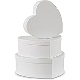 Soul & Lane Heart Shaped Gift Boxes: Set of 3 Empty Paper Mache Boxes with Lids for Flowers, Gifts, Chocolate Strawberries & Special Occasions, Cardboard White Heart Shaped Box for Arrangements