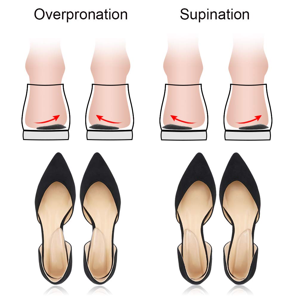 SQHT Medial & Lateral Heel Wedge Gel Shoe Insoles for Foot Alignment, Knock Knee Pain, Osteoarthritis, Bow Legs - Supination & Pronation Corrective Self-Adhesive Shoe Inserts (Transparent+Black)