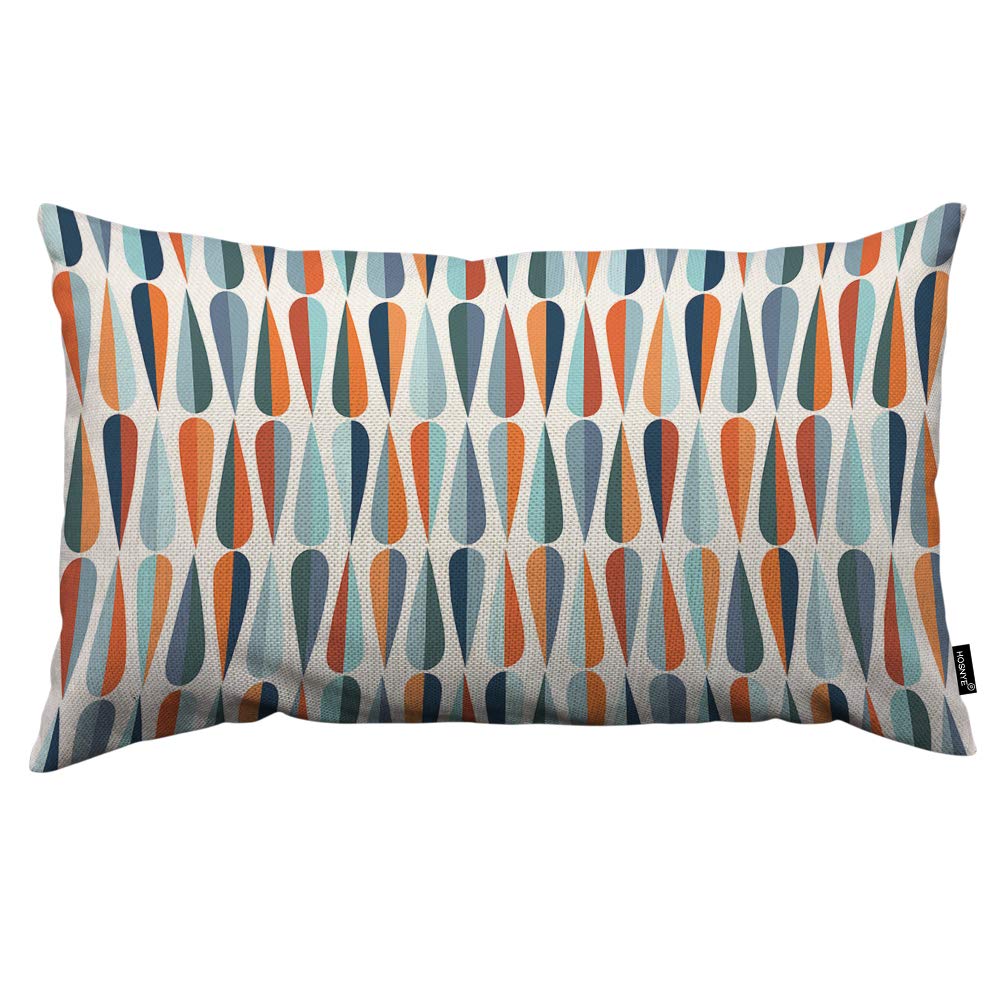 Photo 1 of HOSNYE Drop Shapes Throw Pillow Cover Mid-Century Modern Style Drop Shapes in Tones Linen Fabric for Couch Bed Sofa Car Waist Cushion Cover 12 x 20 inch Pillow Case