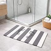 Foldable Stone Bath Mat 23.6 x 15.5 Inch Diatomaceous Earth Quick Dry Water Absorbing Bathroom Shower Mat Non Slip Compact Easy Clean Grey and White MIRACLE