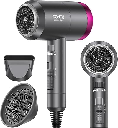 CONFU 1800W Hair Dryer Ionic Ceramic Tourmaline Lightweight Grey
