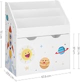 SONGMICS Toy Organiser 3 Shelves Children Bookshelf with Wheels White GKR41WT view 3