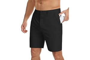 Ntrlv Men's Golf Shorts 7" Stretch Elastic Waist Casual Work Dress Shorts Quick Dry Flat Front Summer Shorts with 5 Pockets