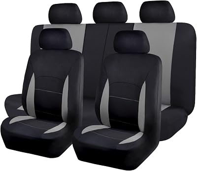 Flying Banner Car Seat Covers Full Set Airbag Compatible Black Grey