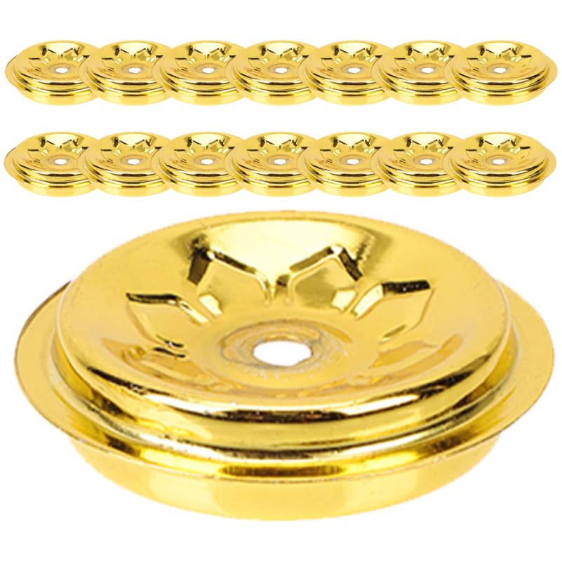 DOITOOL 15pcs Butter Lamp Oil Float Candle Holder Floating Wicks for Oil Candles Lamp Wick Holders Wick Floating Disc Stand Butter Lamp Holder Floating Wicks Stand Metal Wicks Disc Tray