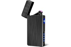 LcFun Electric Lighter USB Rechargeable Lighter, Windproof Plasma Dual Arc Lighter, Flameless Cool Metal Lighters with LED Battery Indication for Candles, Incense Stick, Outdoor Camping