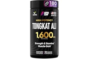 ALPHA FLOW Tongkat Ali Supplement 1600MG - Longjack Tongkat Ali for Men - Eurycoma Longifolia Extract Powder 100:1, Maca Root, Black Currant Oil - Tongat-Ali 180 Capsules