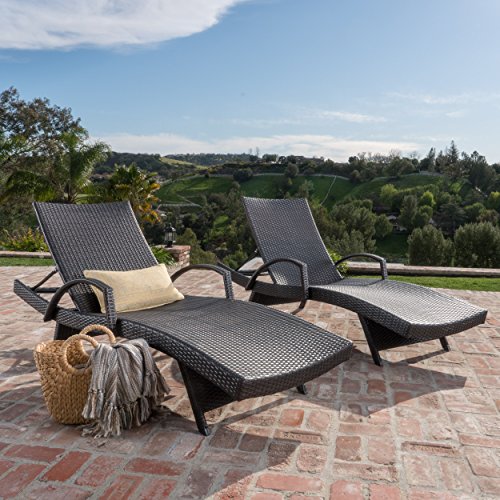Olivia Patio Furniturre Outdoor Wicker Chaise Lounge Chair with Arms