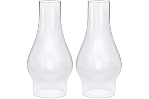 GXFCCYXT 2 Pieces 3 Inch by 8 1/2 Inch Clear Glass Oil Lamp Chimney Replacement for Vintage and Restoration of Antique Oil and Kerosene Lamps Fit #2 Size Burner Oil Lamps