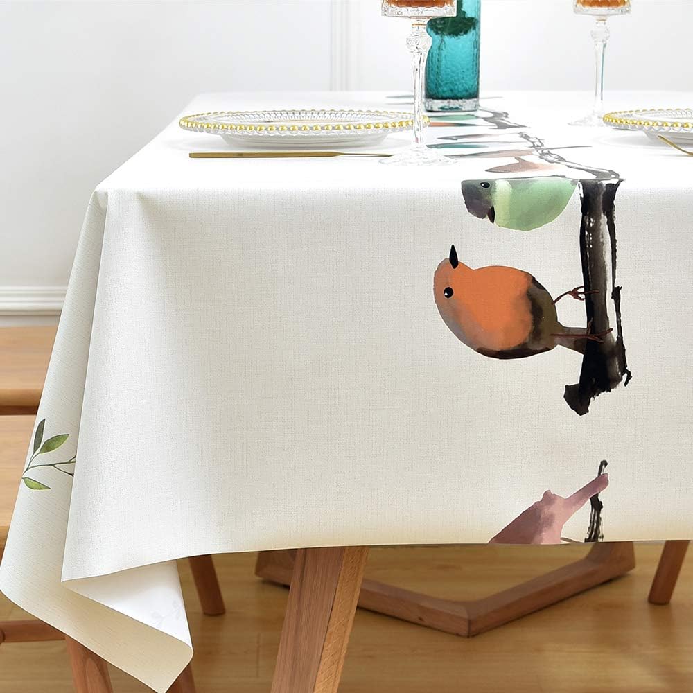 Yofori Table Cloth Plastic Tablecloth Wipeable PVC Wipe Clean WaterProof Table Cover (Bird, 137x250cm), 98.4 x 53.9 inch (Rectangular) - Image 5
