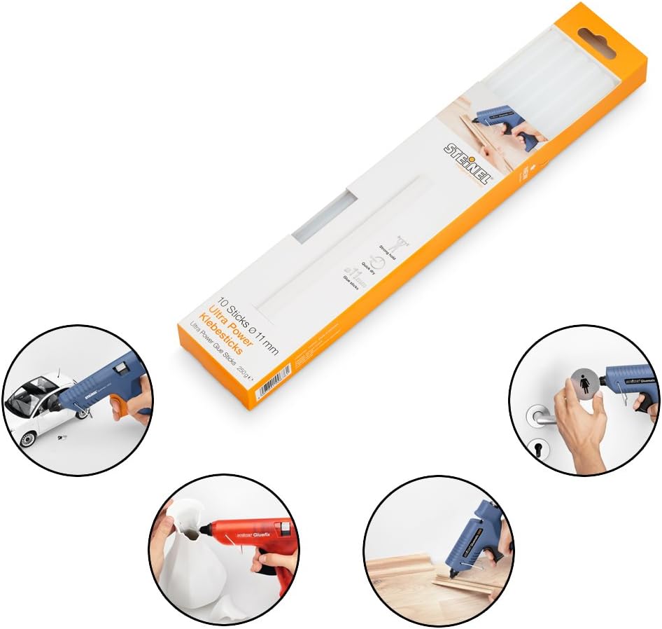 Steinel Ultra Power glue sticks 11 mm, 10 sticks, 250 g, hot-melt adhesive for strong glue joints, Transparent, 250 g, 10 pieces - Image 4