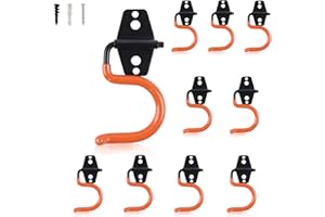 AOBEN Garage Hooks Heavy Duty, Steel Garage Storage Hooks, Utility Tool Hangers and Broom and Mop Holder Wall Mounted for Organizing Cleaning Tools, Mops, Garden Tools (S, 10 Pack)